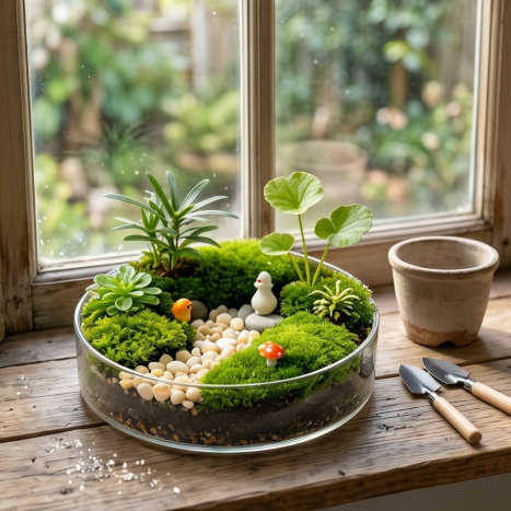 Mushroom Garden Glass Terrarium