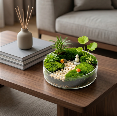Mushroom Garden Glass Terrarium