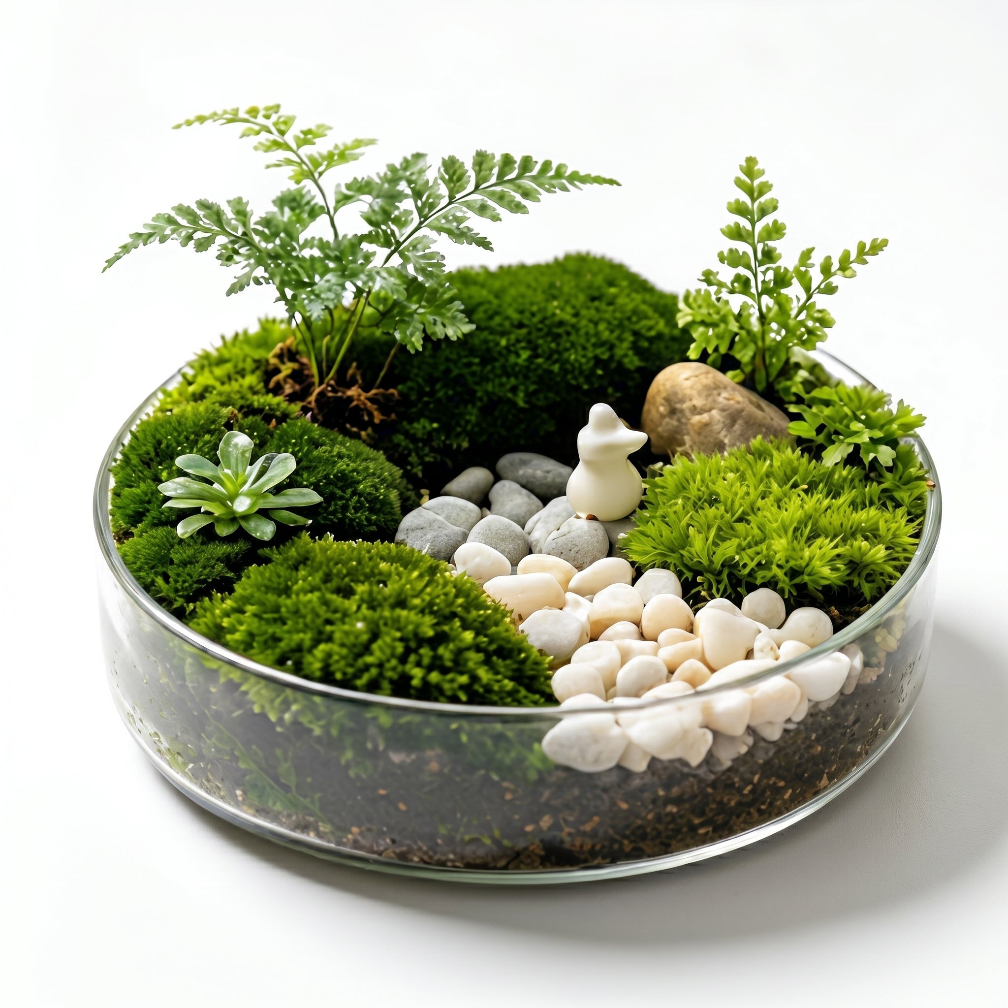 Serene Pebble Path Glass Terrarium