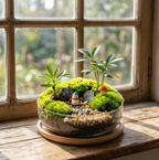 Serene Penguin Miniature Garden