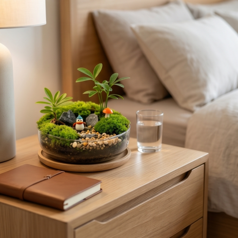 Serene Penguin Miniature Garden